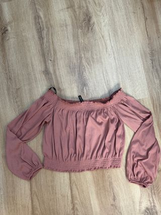 Top romántico rosa palo - blusa bandeau H&M L