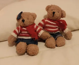 Pareja Osos Peluche Ropa Rayas