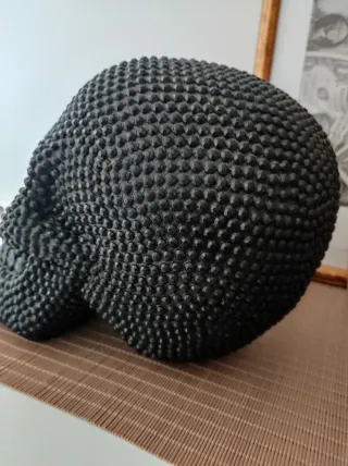 Teschio decorativo nero base cm 21x19 cm circa