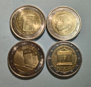 Cambios. 4 monedas 2€ conmemorativas sin circular