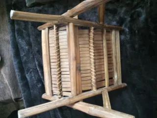 Ocasión! Reposapiés antiguo y base lampara madera
