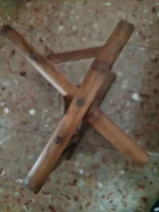 Ocasión! Reposapiés antiguo y base lampara madera