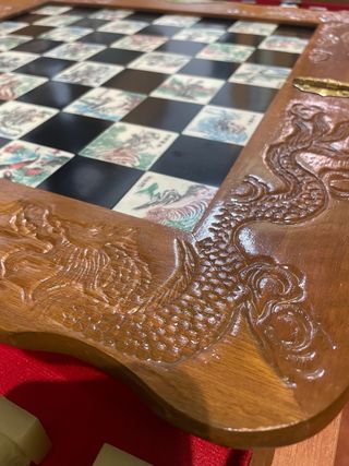 Ajedrez Chino Madera Jade y Madera Oscura