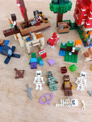 Lote Lego Minecraft barco pirata casa champiñon