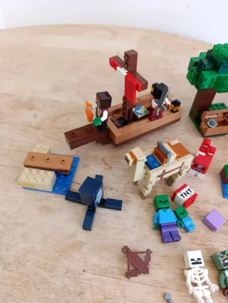 Lote Lego Minecraft barco pirata casa champiñon