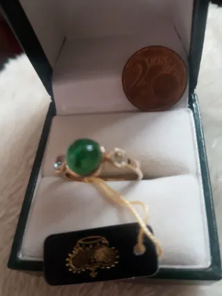 Anillo La Corona Chapado 18kl Esmeralda