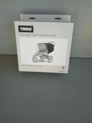 Carro gemelar Thule + plástico lluvia + guantes.