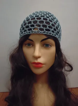 Cuffia rete celeste lurex