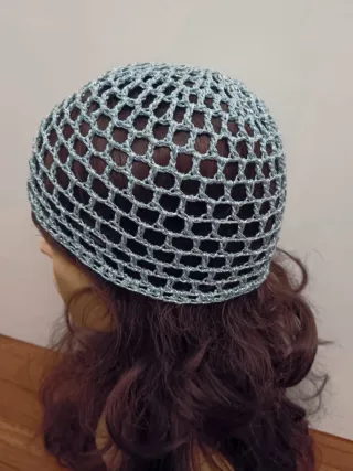 Cuffia rete celeste lurex