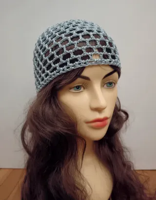 Cuffia rete celeste lurex