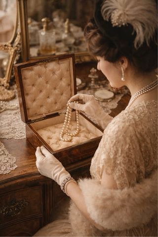 Antica scatola portagioie radica seta 1800