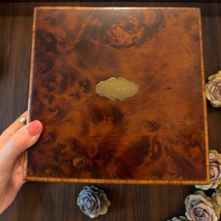 Antica scatola portagioie radica seta 1800