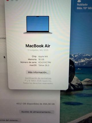 MacBook Air 13 M4 512GB 16 de RAM. Azul Plata
