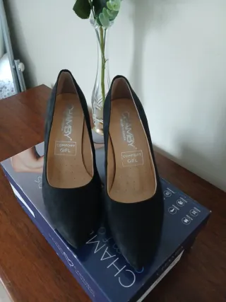 Zapatos Chamby Tacón Negro Plantilla Gel