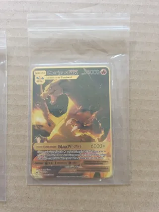 3 Cartas Pokémon Charizard DX Metálicas Oro
