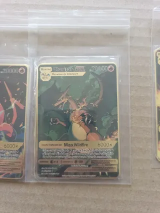 3 Cartas Pokémon Charizard DX Metálicas Oro