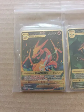 3 Cartas Pokémon Charizard DX Metálicas Oro