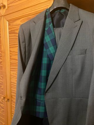 Chaqué Silbon Pantalón Chaleco Gris Verde