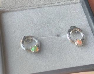 Pendientes Plata Aro Opalo Etiope