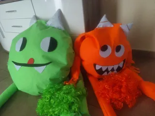Disfraz Pareja Monstruos Naranja y Verde
