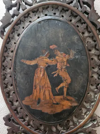 Espejo de tocador antiguo tallado