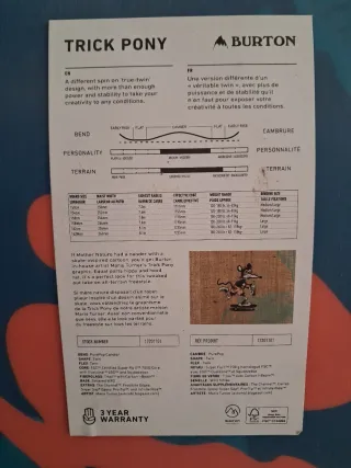 Tabla Snowboard 158 Burton Trick Pony 158