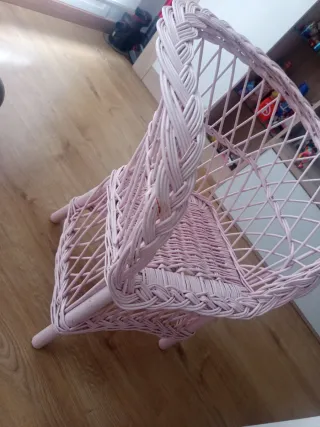 Silla mimbre infantil rosa trenzado