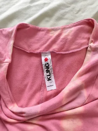 Vestido elástico tie dye rosa y blanco