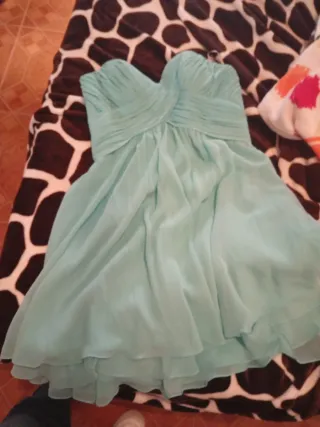 Vestido de fiesta corto color verde azulado