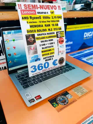 Lenovo Ideapad 5 Ryzen5 5500u 16GB RAM