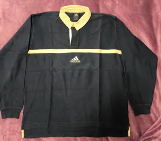 Polo Adidas Manga Larga Azul y beige