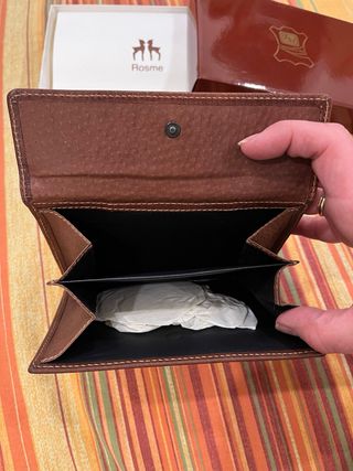 Cartera de piel Rosme marrón