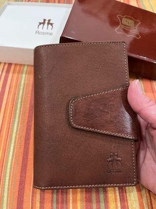 Cartera de piel Rosme marrón