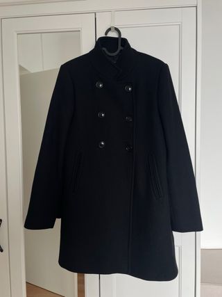 Abrigo Lana Negro Zara Talla S