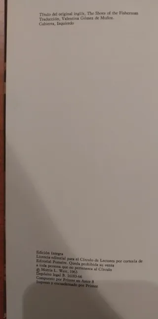 Novela 1963 "Las Sandalias del Pescador"