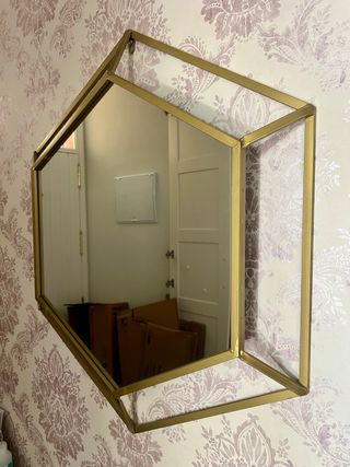 Espejo Hexagonal Metal forjado Dorado