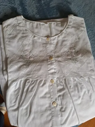 Camicia da notte vintage bianca con pizzo