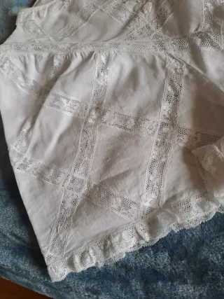 Camicia da notte vintage bianca con pizzo