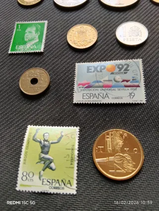 Lote de monedas y sellos Expo y olimpiadas