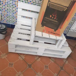 Mesa y Sillón Palets Blanco las medidas FOTOS