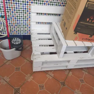 Mesa y Sillón Palets Blanco las medidas FOTOS