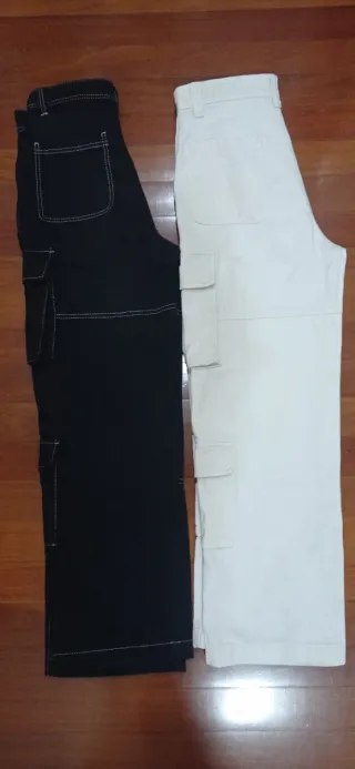 Pack 2 Pantalones Cargo Hombre Negro y Blanco