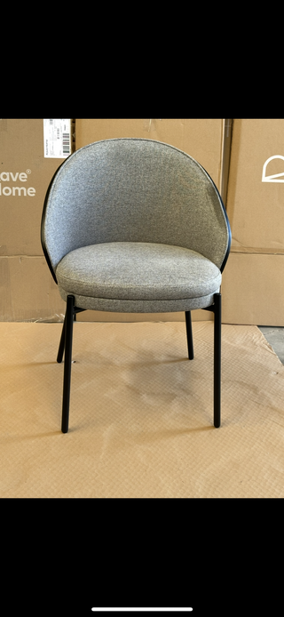 Sedia Eamy in tessuto grigio con gambe nere