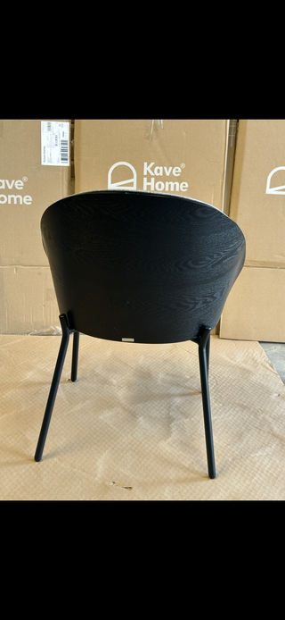 Sedia Eamy in tessuto grigio con gambe nere