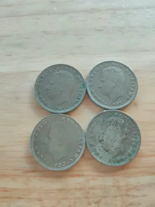 Lote 4 monedas 25 pesetas