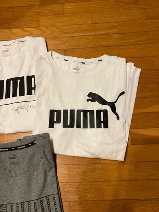 Lote 3 Camisetas Puma Blancas y Grises MANGA CORTA