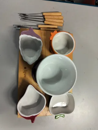 Set Fonduta Tognana Ceramica e Legno