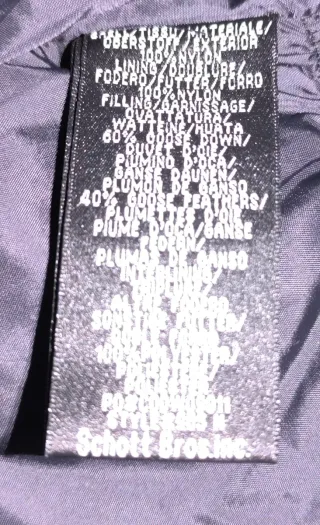 Chaqueta Plumón Schott Negra Talla XL