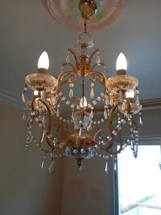 Lámpara de salón de cristal y metal