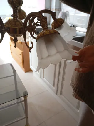 Lámpara de salón de cristal y metal